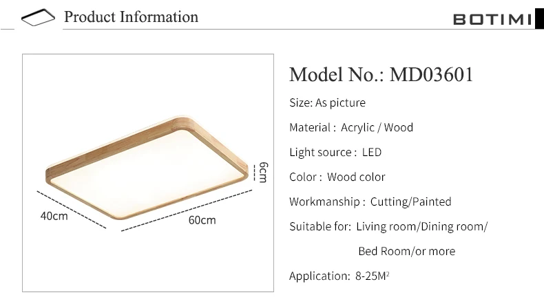 BOTIMI 220V светодиодный потолочный светильник деревянный прямоугольный потолочный светильник для гостиной круглый потолочный светильник современные деревянные светильники