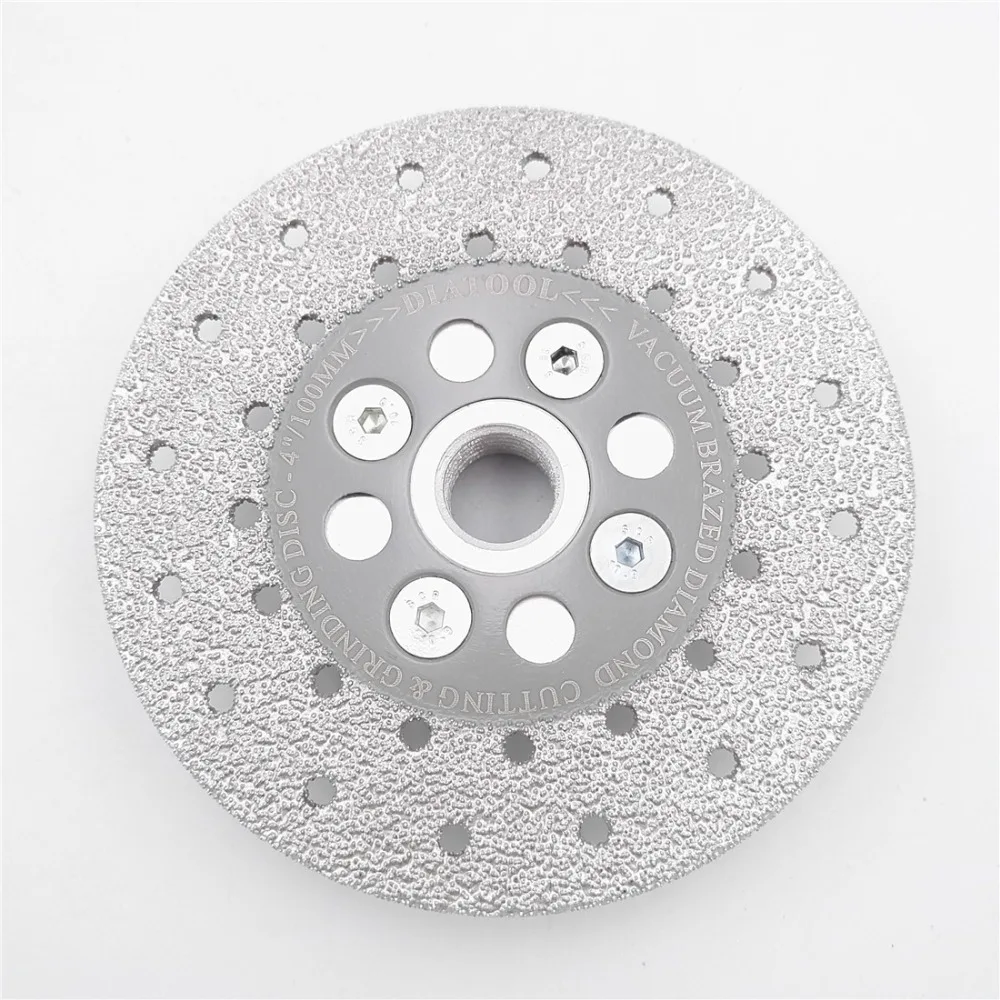DIATOOL Double Sided Vacuum Brazed Diamond Cutting and Grinding Disc with 5/8-11 Flange Premium Quality