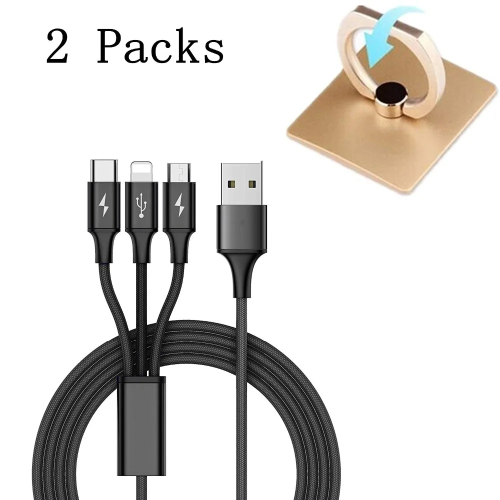 

eHuuGie 4 ft type c usb cable micro usb to usb charging cord 3 in 1 charging cable for iphone x/samsung/huawei