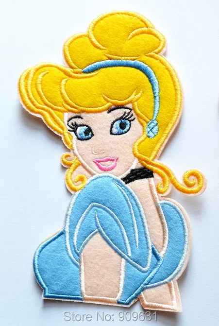 

18 cm ~ Yellow Hairs Princess Queen iron on applique or Sew fashion embroidery applique patches cartoon garment