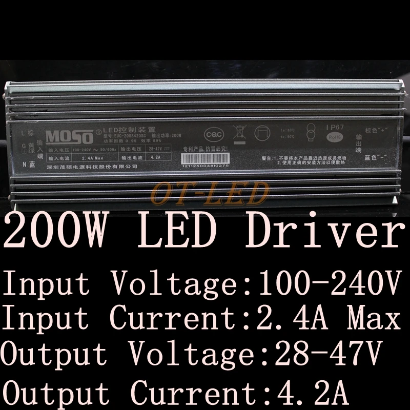 

Moso 200W IP68 Waterproof LED Power Supply 4200MA 28V - 47V LED Driver Adapter for Flood Lights/Street Lights/High Bay Light