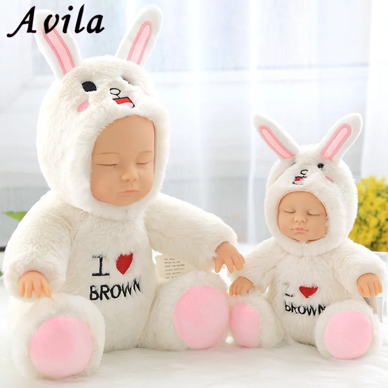 

26cm silicone doll reborn baby doll 17 inch sleeping reborn babies closplay rabbit pink white Christmas Gift for children kids