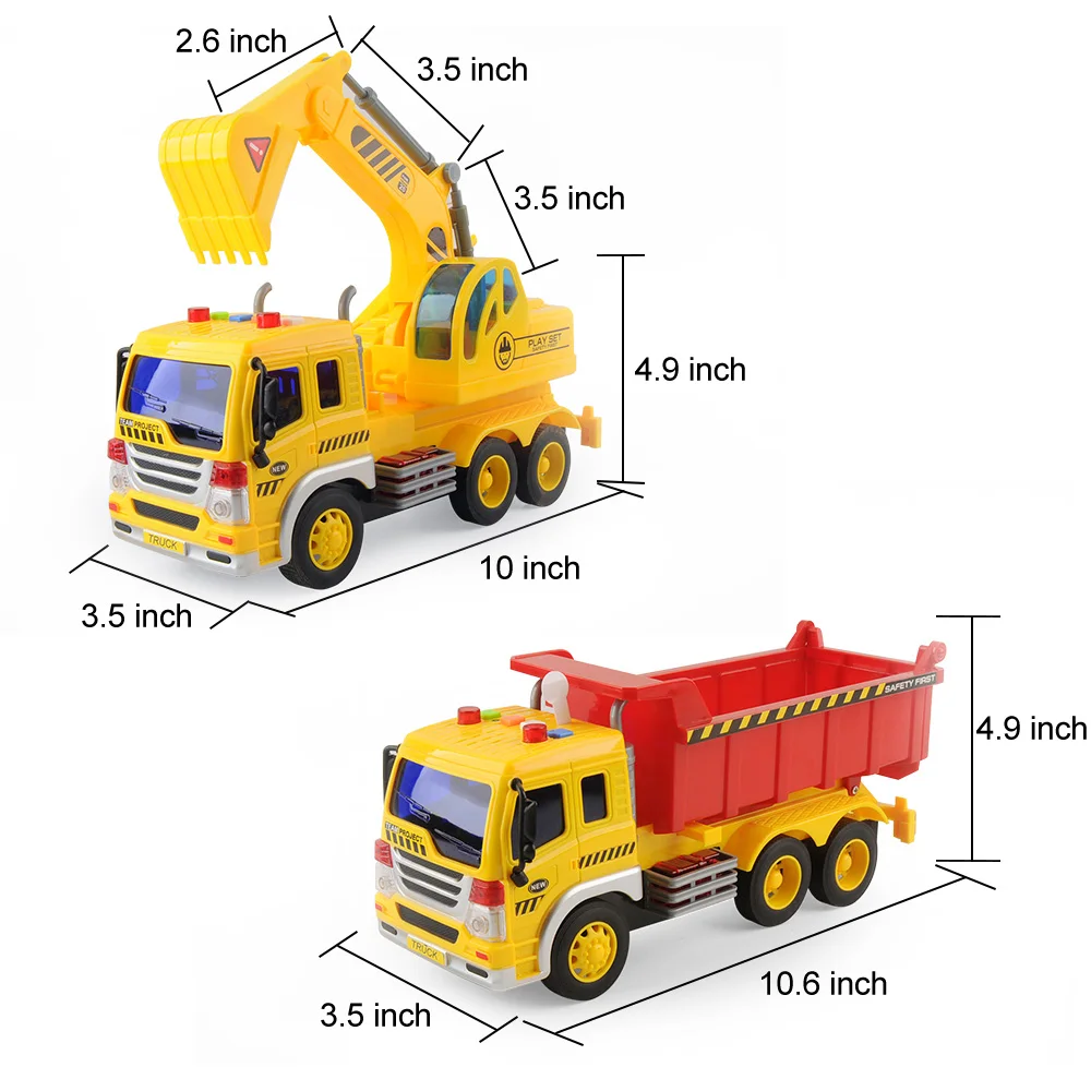 2 шт художественная Инженерная машина грузовик игрушки трение питание играть с музыкой самосвал Классическая игра Развивающие игрушки для детей