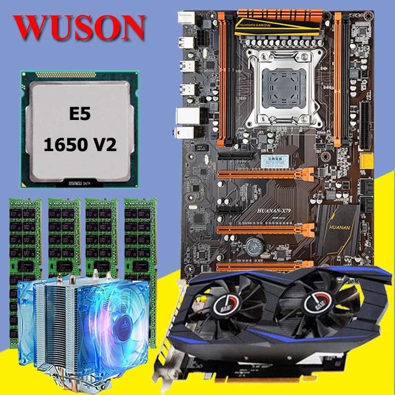 HUANAN X79 deluxe motherboard CPU RAM combos with CPU cooler Xeon E5