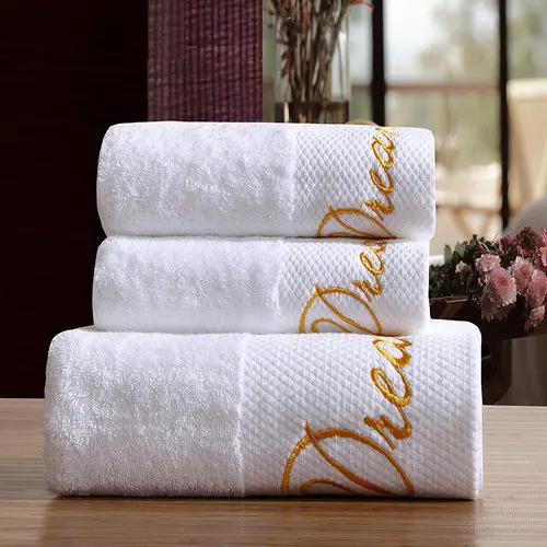 5 Star Hotel Luxury Embroidery White Bath Towel Set Cotton Large Beach Towel Brand Absorbent Quick-drying Bathroom Towel - Цвет: B