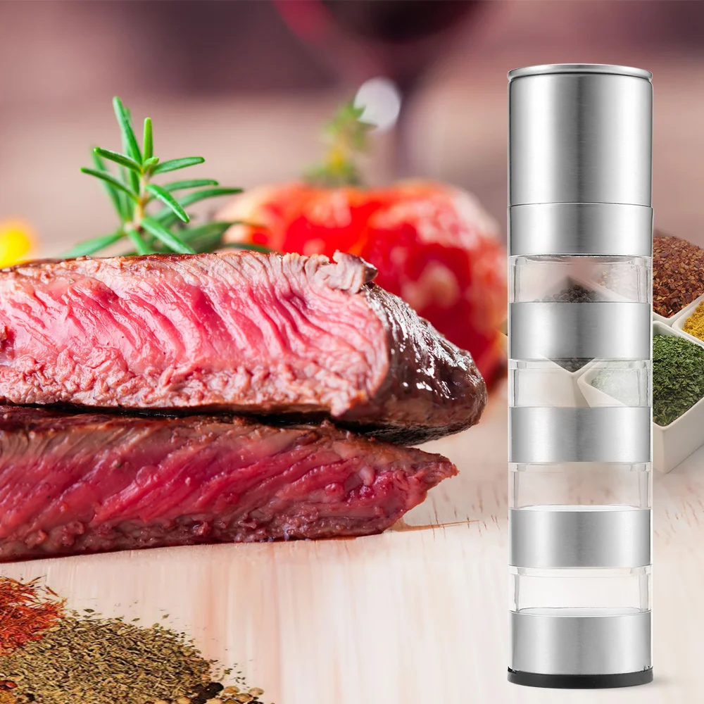 

Multilayer Salt Pepper Mill Grinder Stainless Steel Manual Mill Spice Grinder Seasoning Cooking Kitchen Accessories Spice Mill