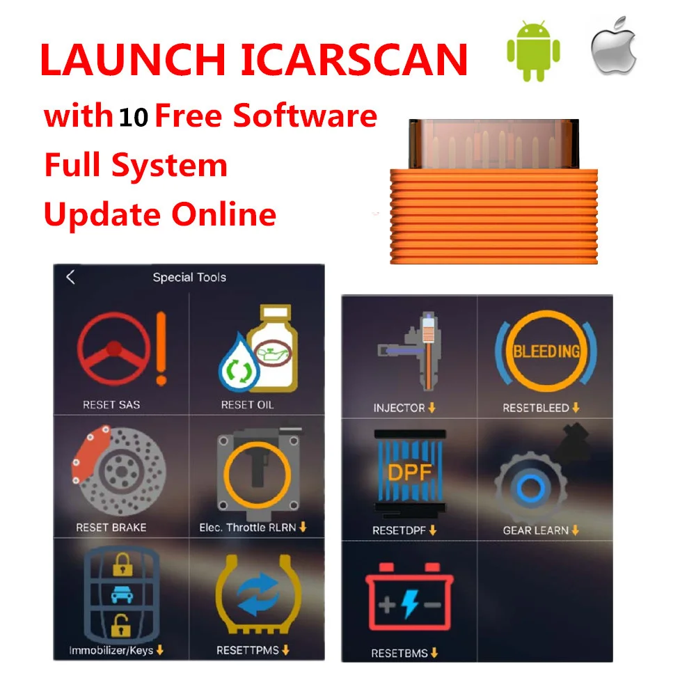

LAUNCH iCarScan Same as Launch X431 Easydiag 3.0 2.0 iDiag mdiag ELM327 Bluetooth OBD2 Scanner Get Free 10 FREE software