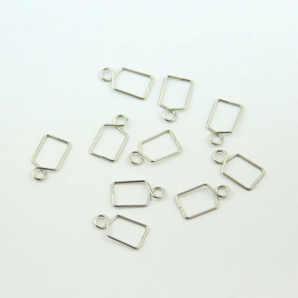 8mm 200pcs Square Shape Metal Hook Findings Hanging Pendant Hooks For
