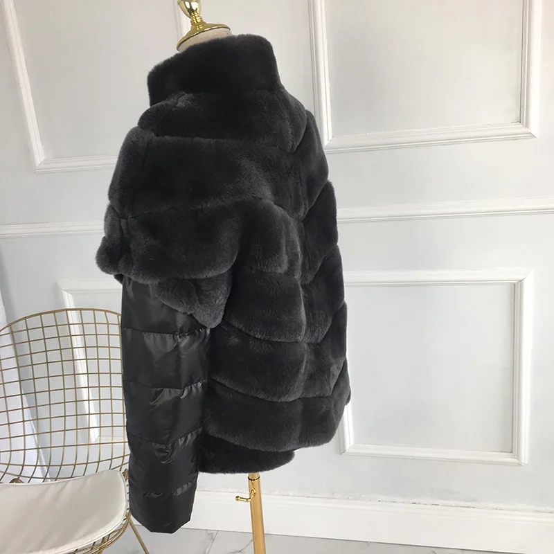 CNEGOVIK Short real rabbit fur jacket women fur real coat rex rabbit real fur coat CNEGOVIK Short real rabbit fur jacket women fur real coat rex rabbit real fur coat