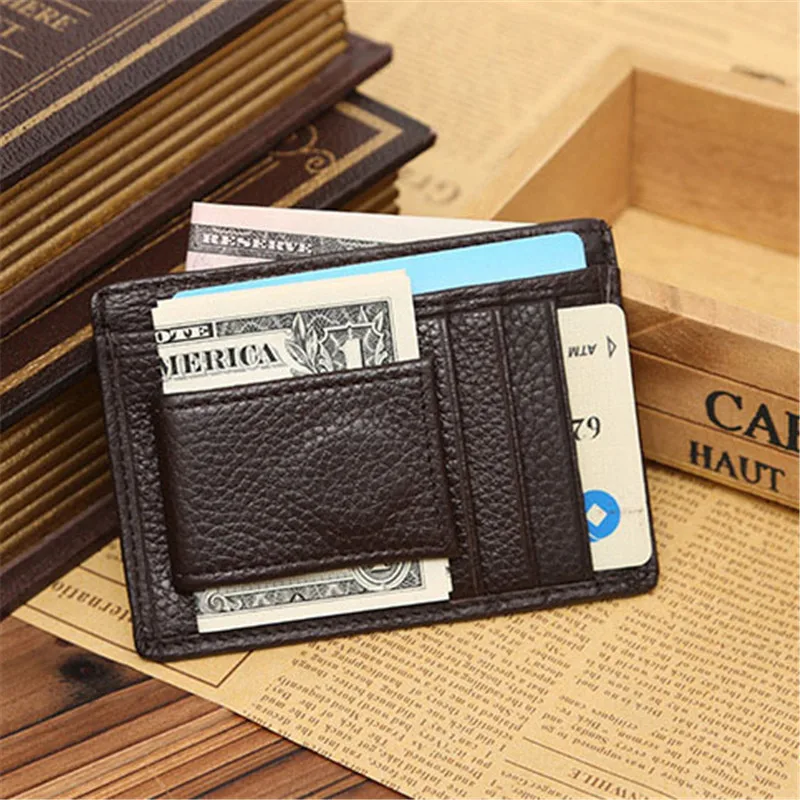 Модный держатель для карт из натуральной кожи черного и кофейного цвета #04|brand card