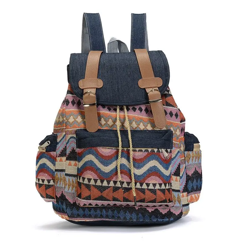 Женский холст Vintinge рюкзак этнический рюкзак в стиле бохо школьный