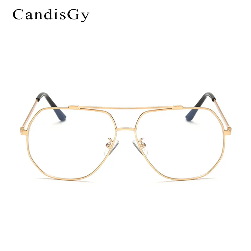 

New Glasses Frame Brand Designer Women Metal Optics Classic Eyeglasses Flat top Clear Transparent Lens 2019 peculiar