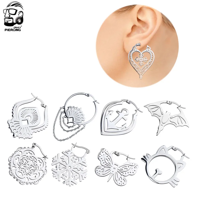 

New 2 PCS Clip on Clicker Ear Fake Piercing Rings Stud Punk Goth False Hoop Earrings Septum Multi-styles Lobe Piercing oreja