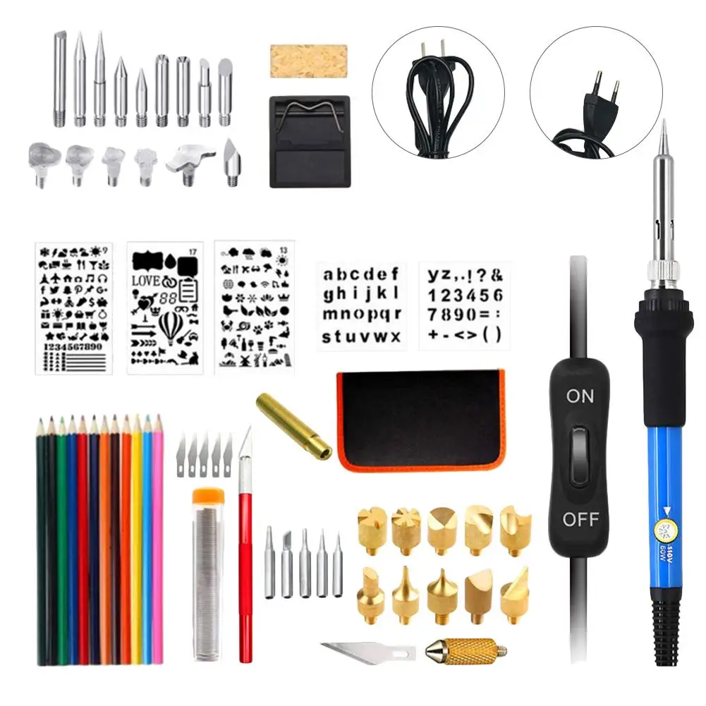 

Wooden Burning Kit Soldering Iron Temperature Adjustable with Wooden Burning Pen Embossing Carving Soldering Tips