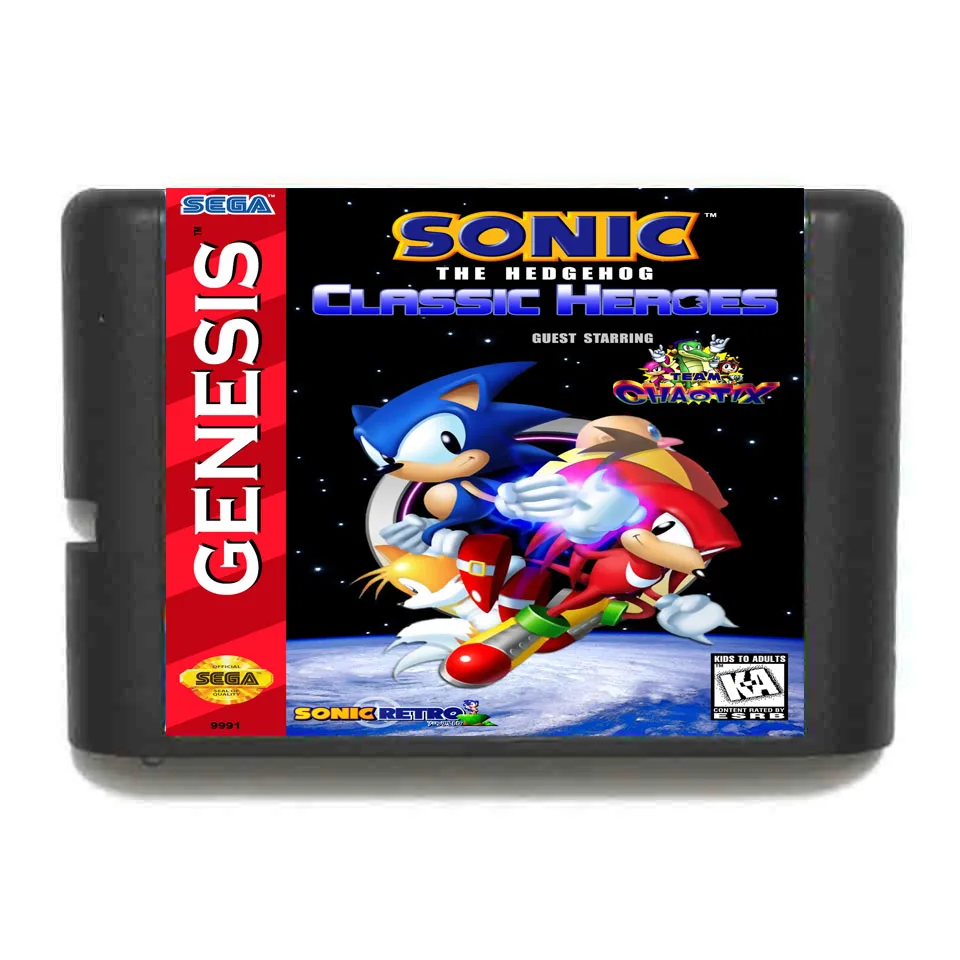 Sonic Classic Heroes Game Cartridge For 16 Bit Sega Mega Drive and