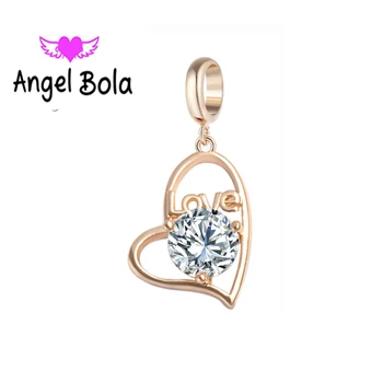 

10Pcs/lot DIY Endless Charms CZ Charm Bead for Leather Endless Bracelet Love Heart Fashion Charm for Lovers EC-114