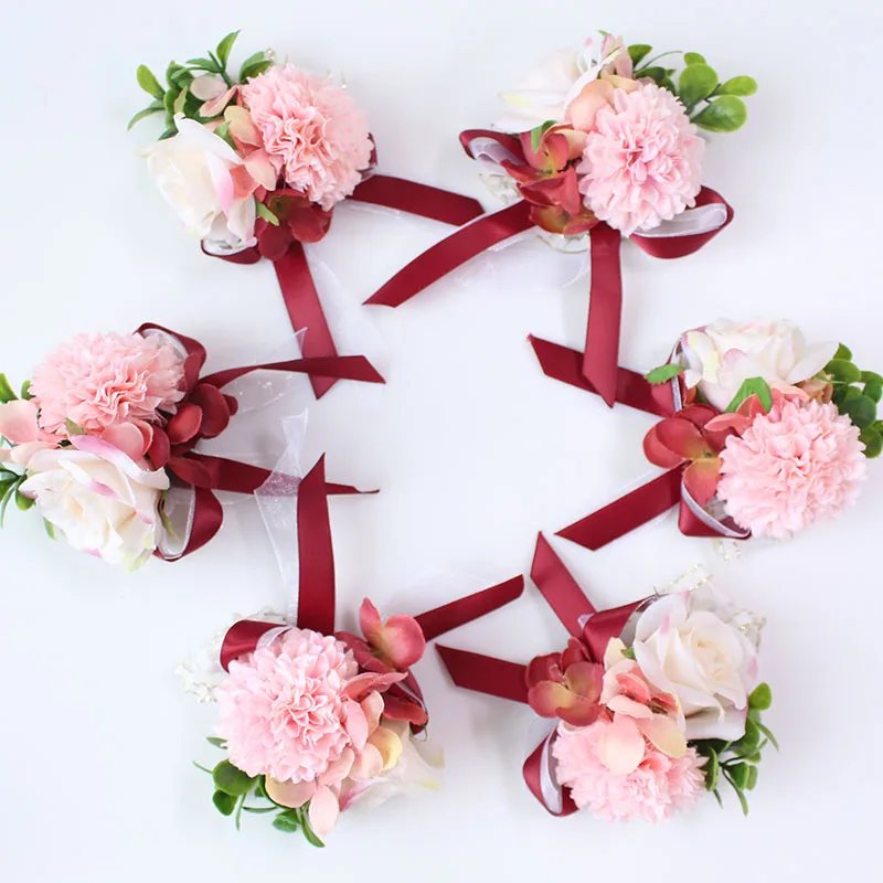 bridesmaid bracelet flower wedding wrist corsage  (16)