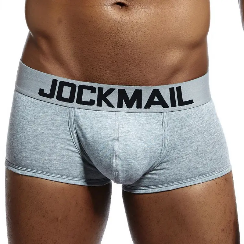 JOCKMAIL, фирменное Мужское нижнее белье, боксеры, шорты для геев, с мешочком для пениса, cueca, боксеры, calzoncillos hombre, мужские боксеры, шорты, трусы для сна - Цвет: Серый