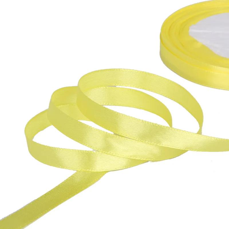 25 ярдов/рулон 10 мм шелковая атласная лента свадебные пригласительные открытки вечерние украшения Скрапбукинг обертывание принадлежности - Цвет: Yellow