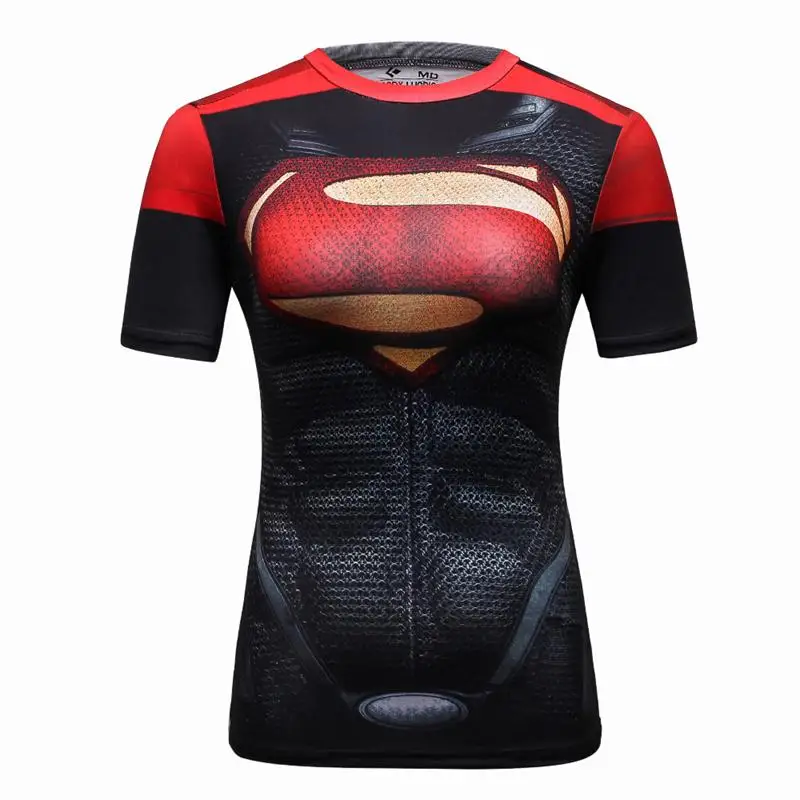 Новинка, женские футболки Супермена, компрессионная футболка, супергерой, для фитнеса, колготки под тройники, Camiseta Feminina - Цвет: 2