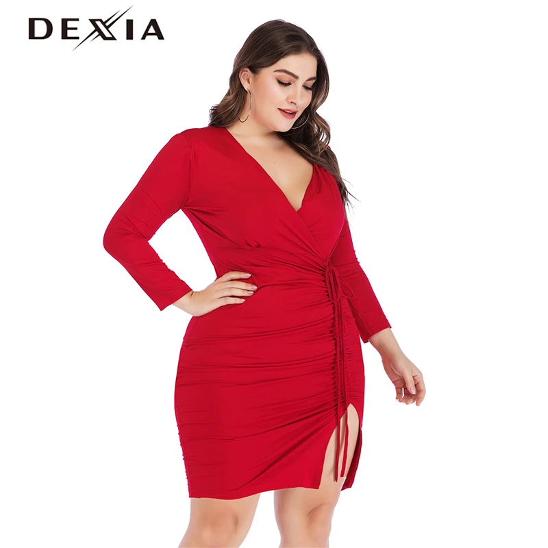 DEXIA весеннее платье размера плюс 3XL 4XL 5XL на шнуровке с высокой талией женские