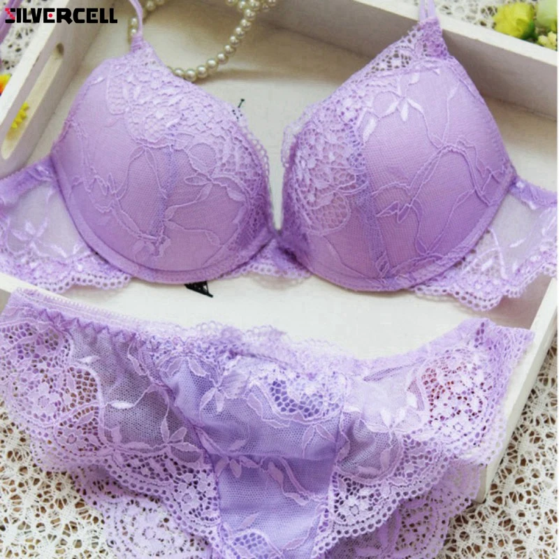 

French Famous brand transparent bra romantic temptation lace bra set young women underwear set push up bra and panty set