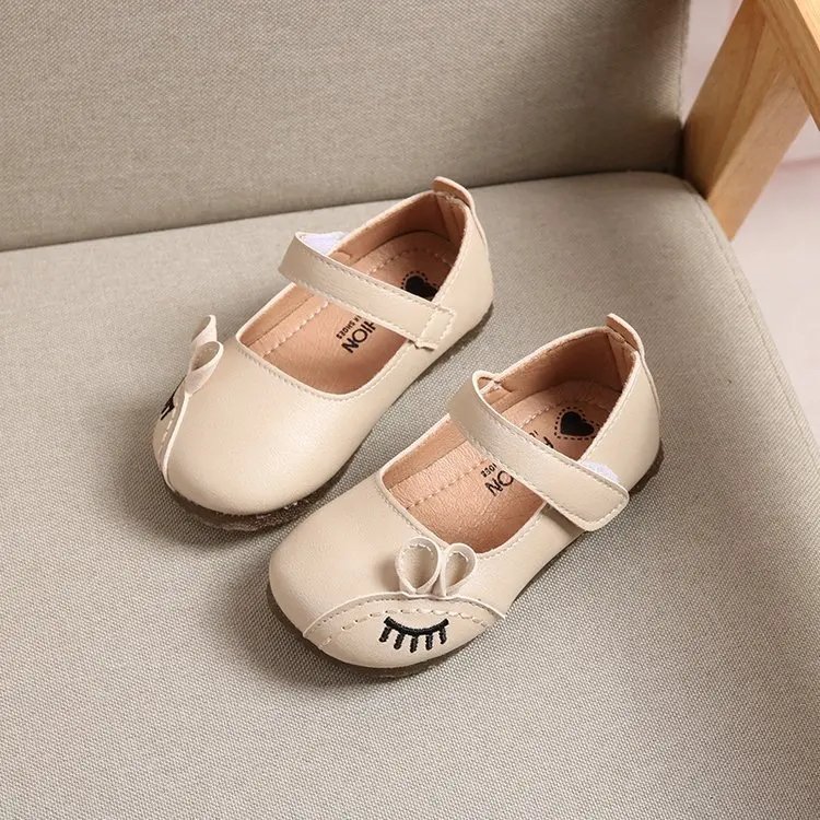 beige Scsech/Новые весенне-осенние туфли с кроличьими ушками для девочек; кожаные туфли принцессы; модная свадебная обувь; детская обувь для танцев; JH27 - Цвет: beige
