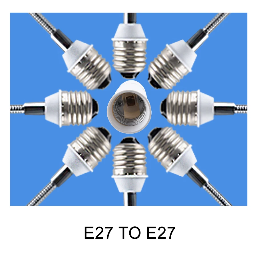 Flexible E27 to E27 LED Lamp Base Holder Bulb Screw Socket Adapter 6/9/15/20/30/35/60cm Extension Light Holder Converter Fitting lamp holder lamp bulb holder socket converter lamp base lamp socket adapter lamp socket extender