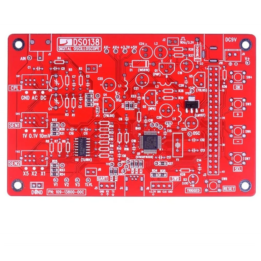 Красный электронный DSO138 2 4 &quotTFT карманный цифровой осциллограф комплект diy части