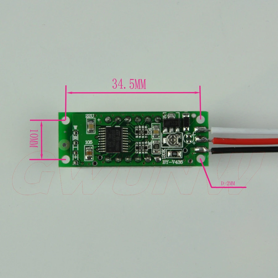 GWUNW BY436V DC 0-99,99 в(100 в) 0,36 дюйма 4 бит микро вольтметр измеритель напряжения без оболочки