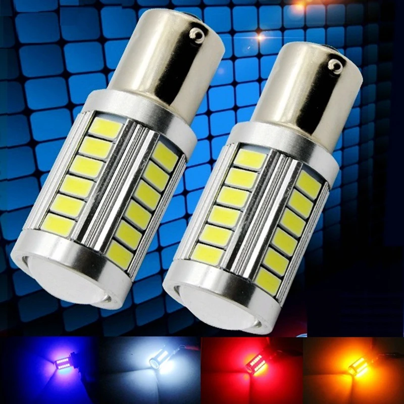 2 шт. 1156 BA15S P21W 33 smd 5630 5730 Светодиодные Автомобильные задние лампы, тормозной светильник s, автомобильная лампа заднего хода, дневной ходовой светильник, красный, белый, желтый, 2X