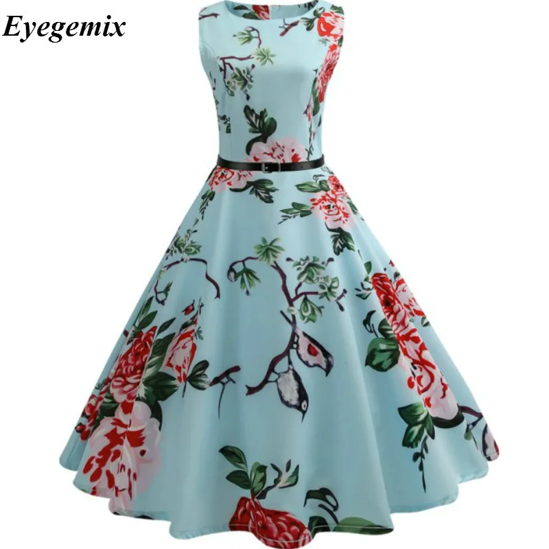 

2019 Women 1 -29 Style Clothes 50 S 60 S Robe Vintage Retro Pin Up Swings Rockabilly Floral Print Dress Plus Size Vestidos
