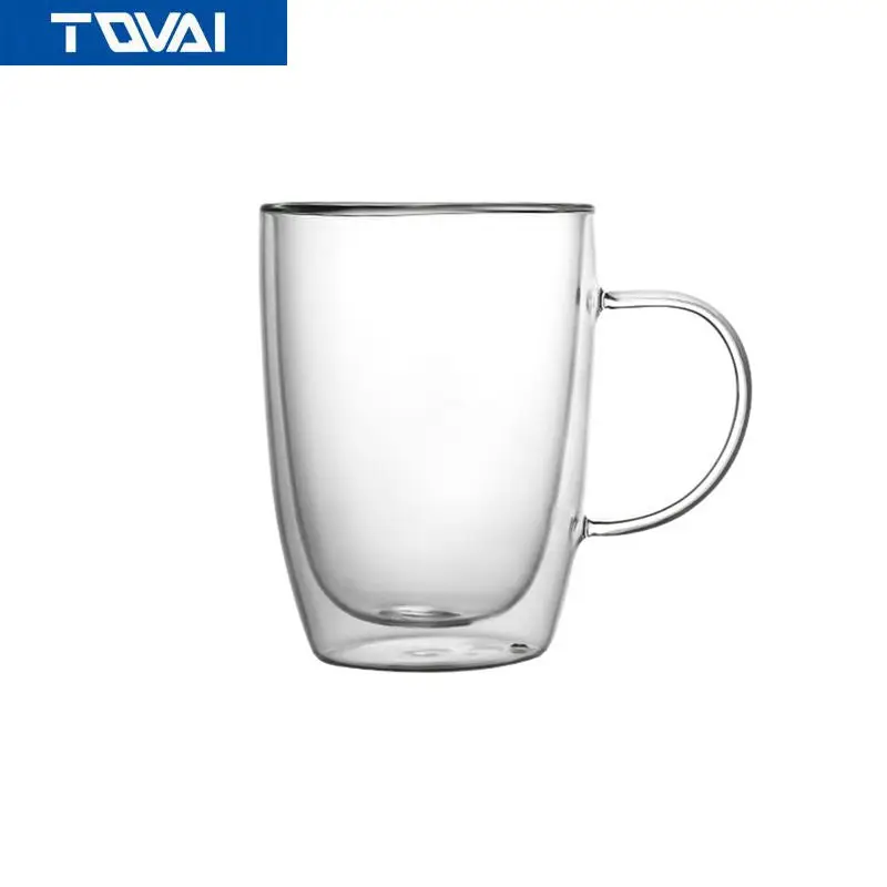 TQVAI-Double Glass 280ml Heat-resistant Coffee Cups Fashion |