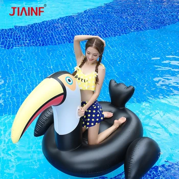 

JIAINF Hot Selling Giant Inflatable Riding Black Big Mouth Duck Water Pool Floats Pool party toy Swimming Floating Row