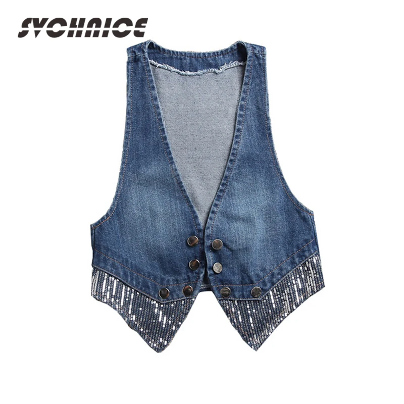 Women Washed Jeans Vest Summer Spring 