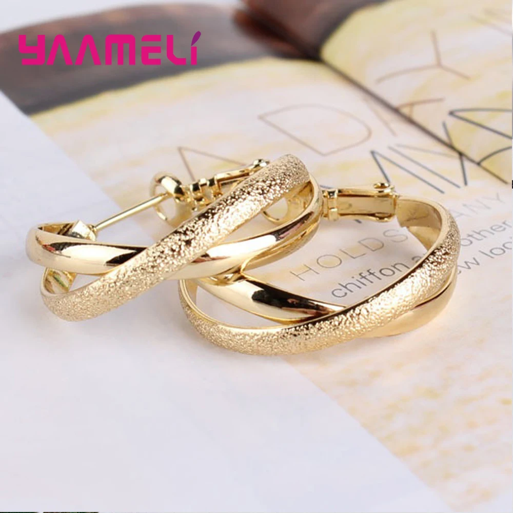 

Personality Big Circles 925 Silver Hoop Earrings For Women Fashion 925 Silver&Gold&RosseJewelry Trendy Earrings gift
