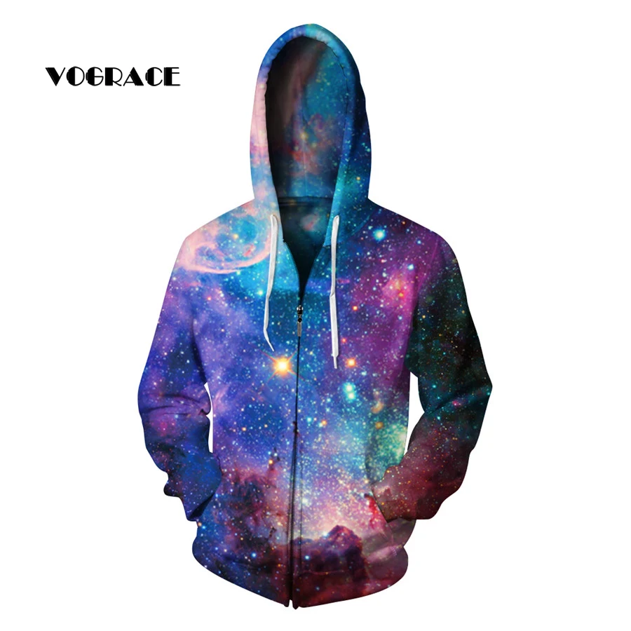 VOGRACE New Men/Women 3d Sweatshirts With Zipper Hat Digital Print