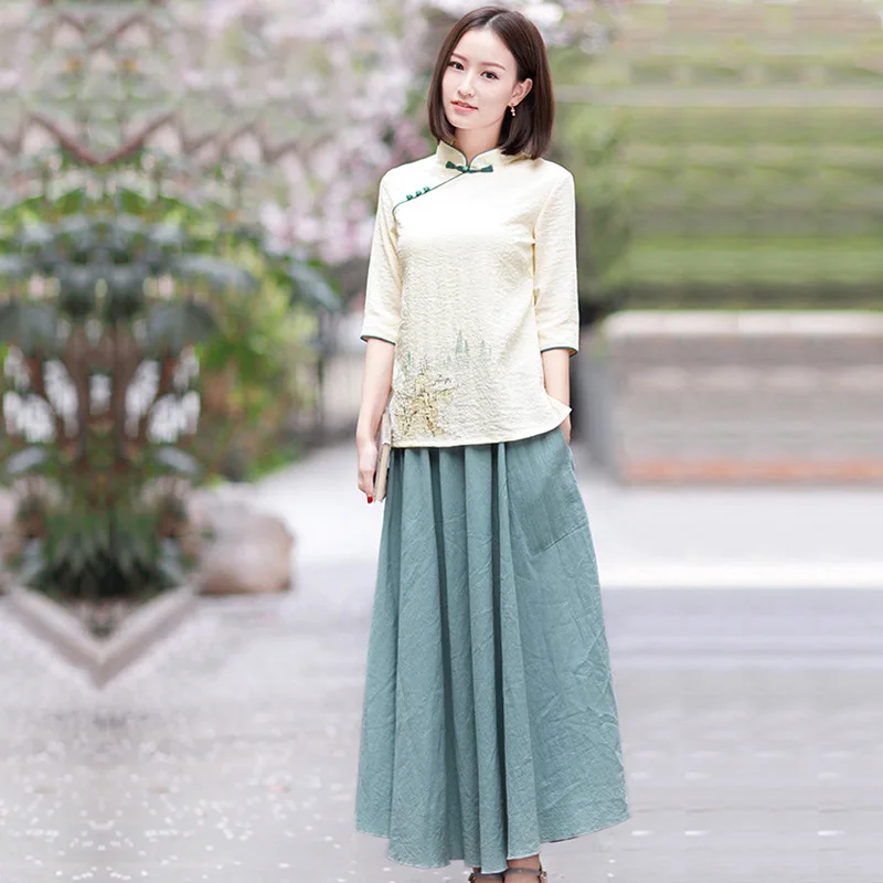 Летняя новинка, ручная роспись, хлопковая блузка, ретро-стенд, китайская женская китайская оригинальная рубашка для женщин