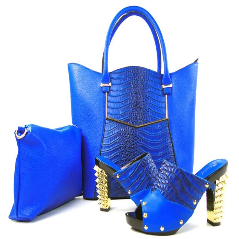 New Style font b Women b font Italian Pumps Shoes With Matching Bags Set Fashion African