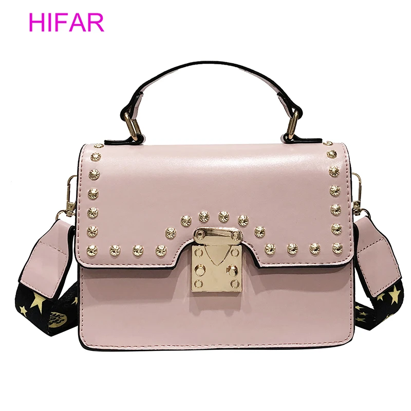

2019 Brand Women Bags Luxury Handbags Women Messenger Bags Cover Rivet Bag Girls Fashion Shoulder Bag Ladies PU Leather Handbags