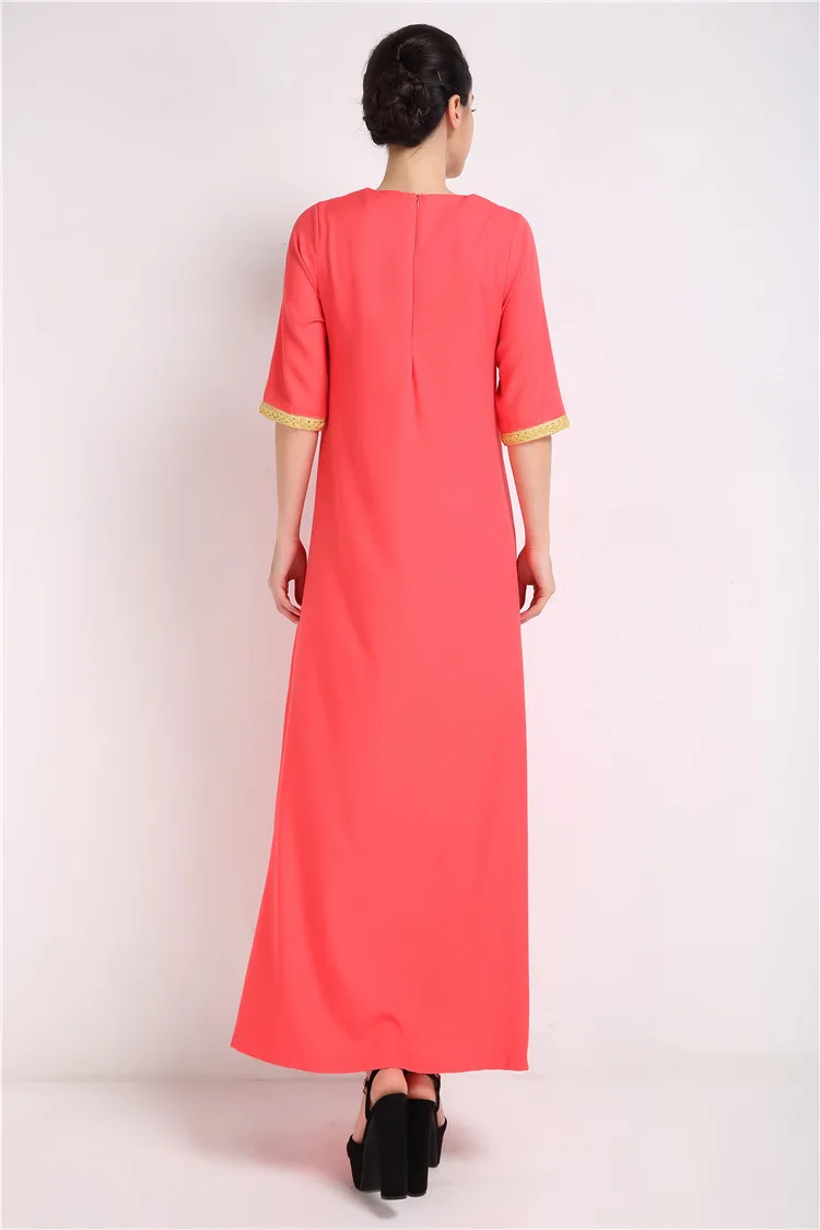 Мусульманский осеннее платье Национальный стиль Ближнего Востока женские высокие качественные костюмы шить вышивка темперамент рукав