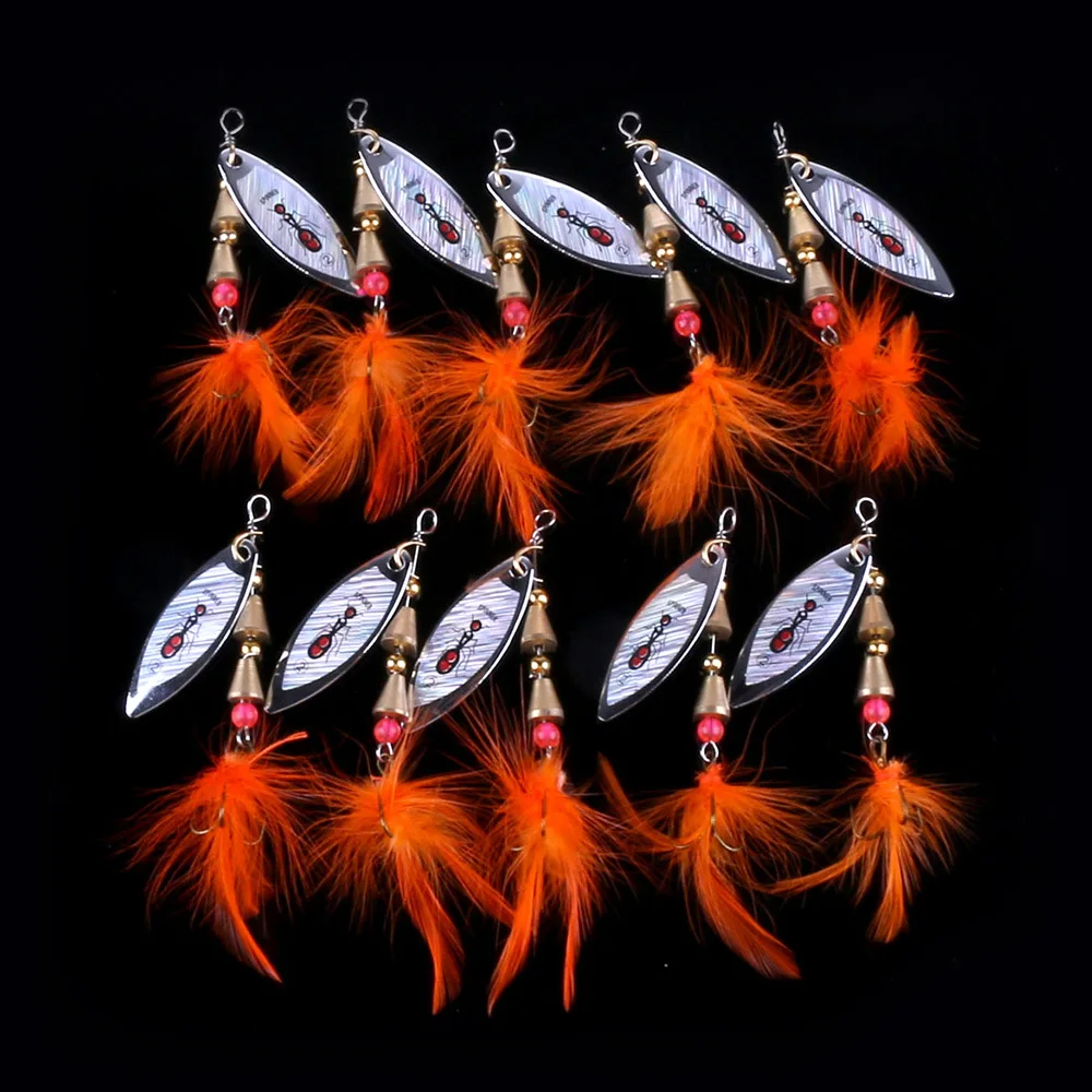 

YeMuLang 1Pcs 6g Metal Sequins Fishing Lure Spoon Noise Paillette Hard Baits With Feather Treble Hook Pesca For Fishing