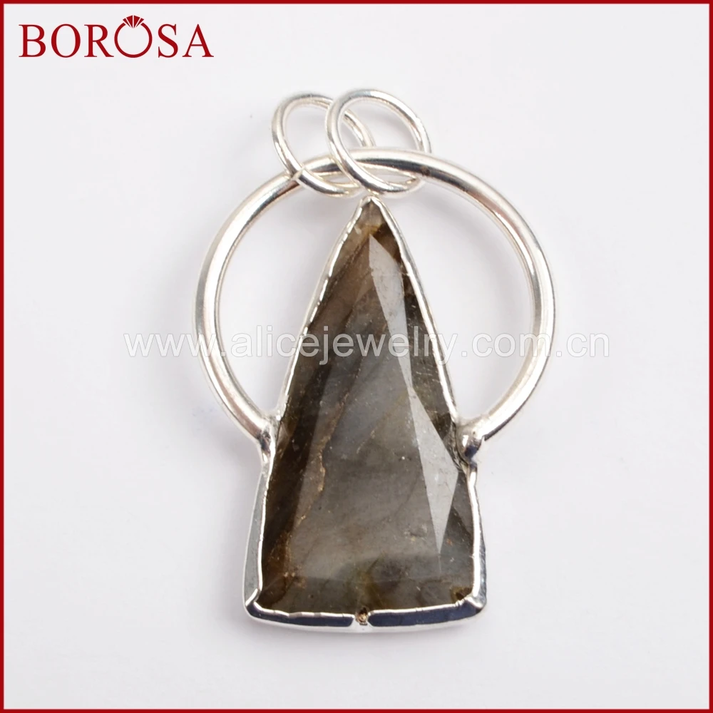 BOROSA Золотой/Серебряный цвет треугольник натуральный лабрадорит кулон для
