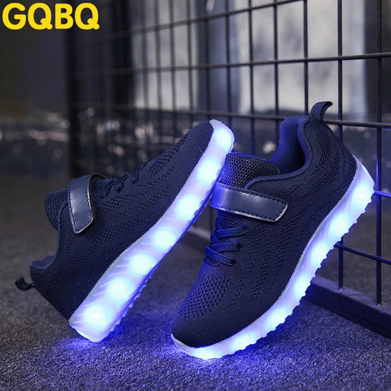

2018 New arrival Children safety Luminous Sports Shoes Air Mesh Kids LED Shoes USB Rechargeable boy Sneakers kids Walking Shoes