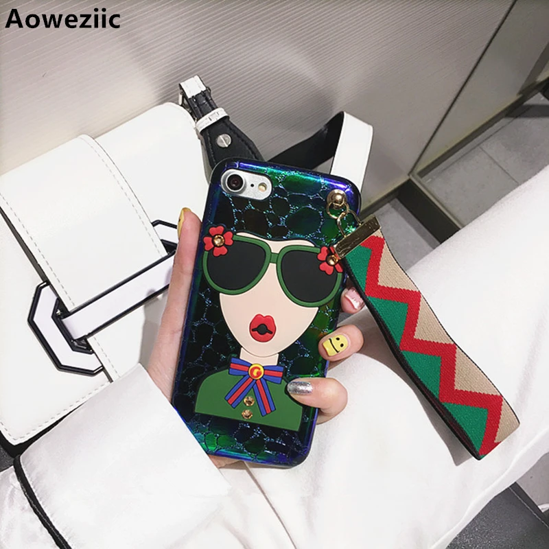 

Aoweziic New Tide brand hand rope goddess For iPhone 6s X XR XS MAX 8 7plus mobile phone case protective sleeve creativity woman