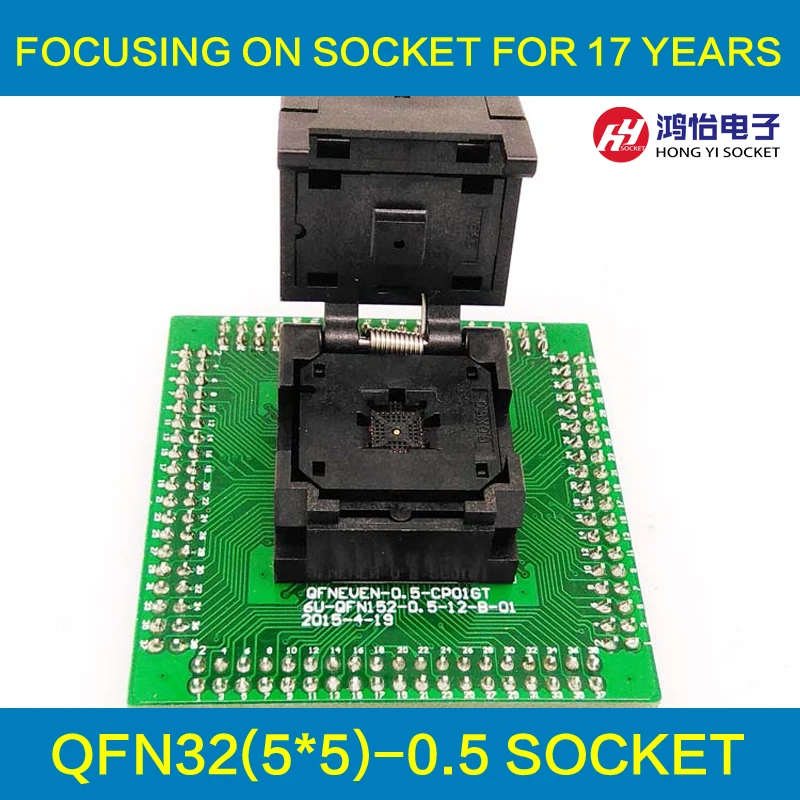 

QFN32 MLF32 IC Test Adapter Pitch 0.5mm IC550-0324-007-G Programming Socket Clamshell Chip Size 5*5 Flash Adapter Burn in Socket