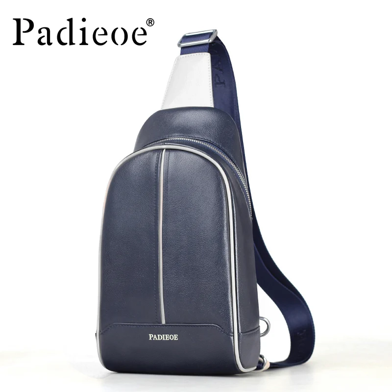 

Padieoe men sling bag chest bag shoulder crossbody bags satchel genuine leather bag fashion