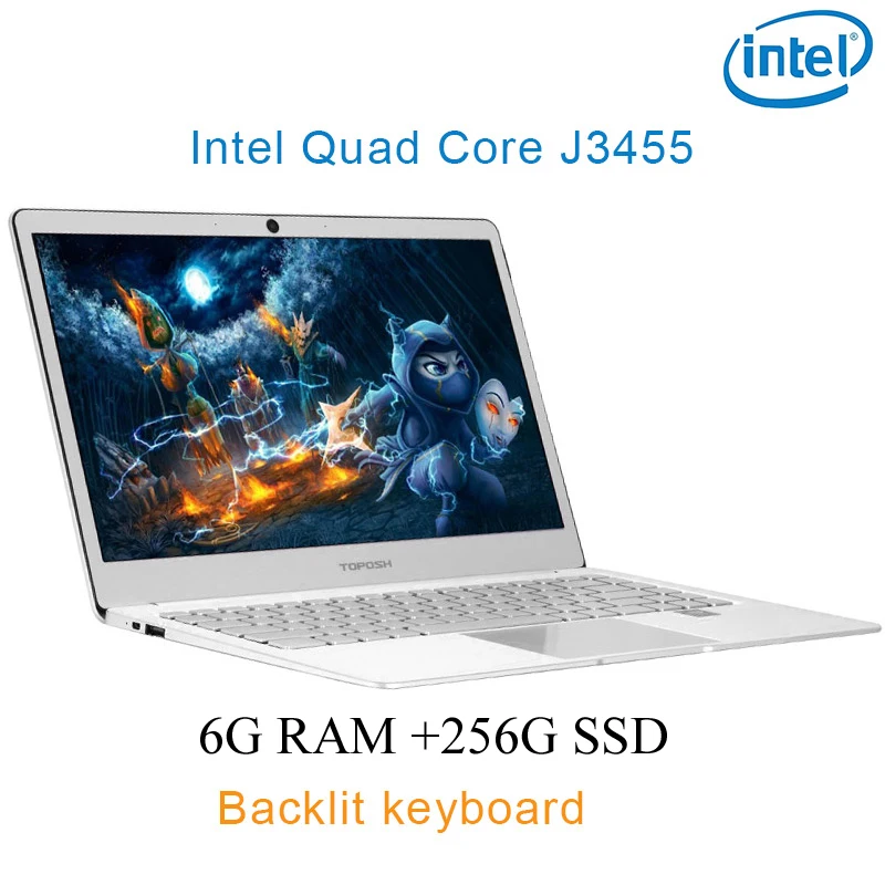 

P9-08 silver 6G RAM 256G SSD Intel Celeron J3455 21" Gaming laptop notebook desktop computer with Backlit keyboard