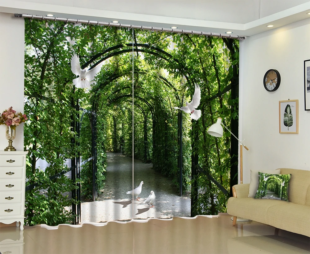 Tree Customized Chinese Modern Luxury 3D Blackout Window Curtain Drapes