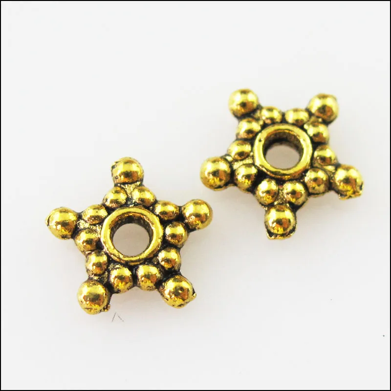 

New 45Pcs Antiqued Gold Tiny Star Flower Spacer Beads Charms 9mm